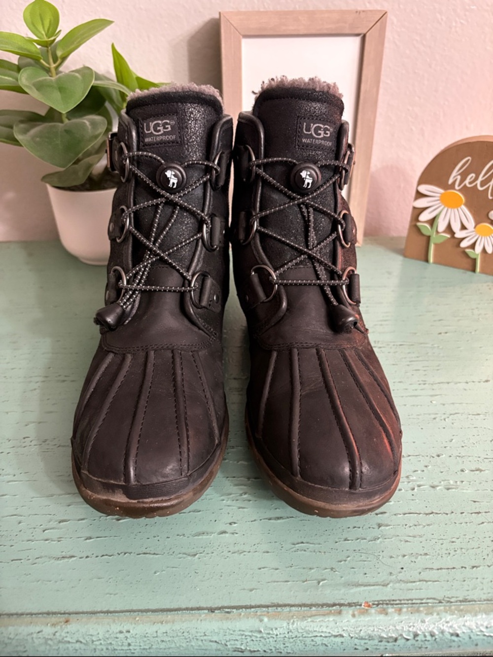 UGG Women's Black Waterproof Winter Duck Boots